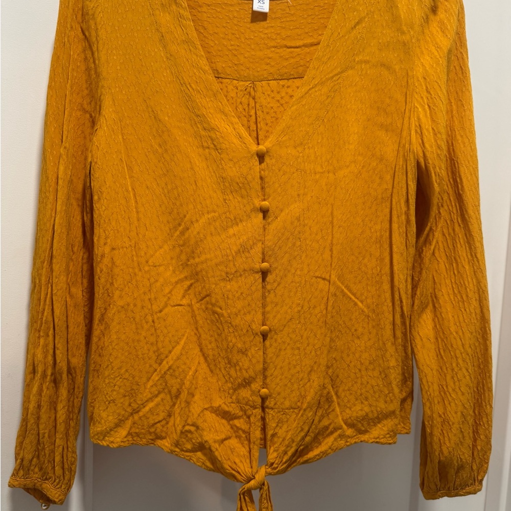 POPSUGAR Golden Button-Down Blouse